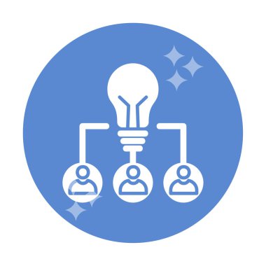 Takım Fikri, ampul ve iş dünyası ikonu, vektör illüstrasyonu