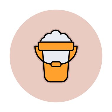 Köpük simgesi olan kova, vektör illüstrasyonu  