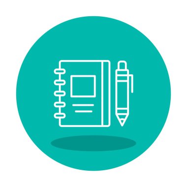 Çizim defteri ve kalem simgesi, vektör illüstrasyonu  