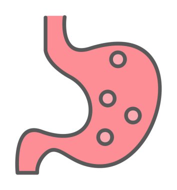 İnsan mide ikonu. Beyaz arkaplanda izole edilmiş web tasarımı için İnsan mide vektörü simgesi