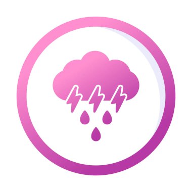 Gök gürültülü yağmurlu bulut sembolü, hava durumu ikonu, vektör illüstrasyonu 