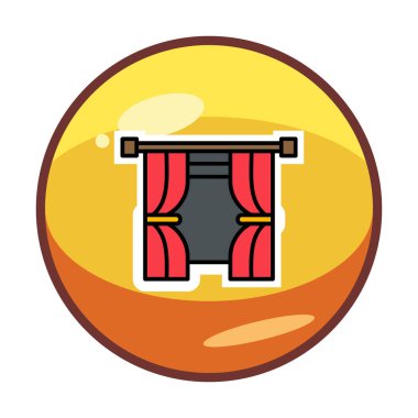 Tiyatro perdeleri simgesi, vektör illüstrasyonu 