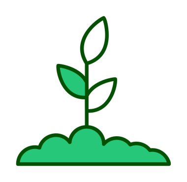 Yer simgesinde büyüyen bitki, vektör illüstrasyonu 