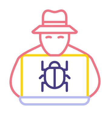 Basit Bilgisayar Hacker simgesi, vektör illüstrasyonu