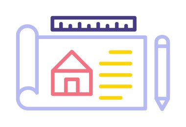 Basit Mimari Planı simgesi, vektör illüstrasyonu