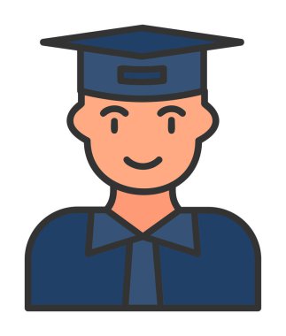 Düz stil tasarım vektör çizimi öğrencisi