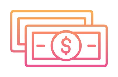 Dolar para çizgisi simgesi, vektör illüstrasyonu