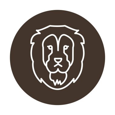 Aslan başı düz simgesi, vektör illüstrasyonu