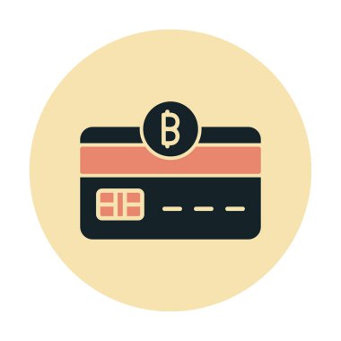 Bitcoin cüzdan simgesi, bitcoin simgesi olan kredi kartı, vektör illüstrasyonu 