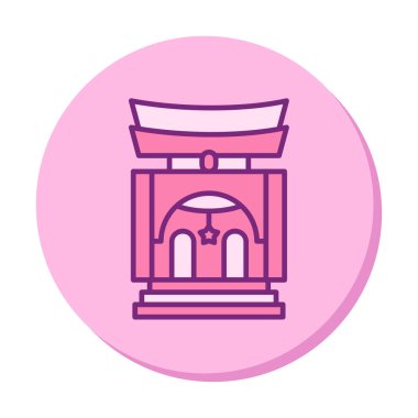 Basit antik Asya Tapınağı simgesi, vektör illüstrasyonu