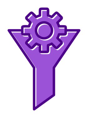 Vites simgesiyle filtre hunisi, vektör illüstrasyonu