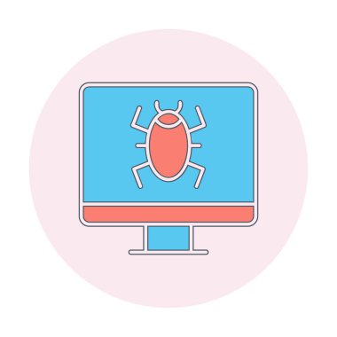 Basit Bilgisayar Virüsü simgesi, vektör illüstrasyonu