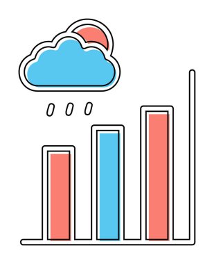 Basit yağmur bulutu ve Grafik simgesi, vektör illüstrasyonu
