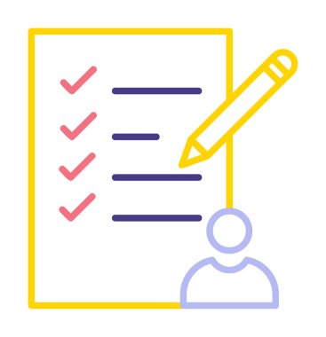 Kontrol listesi düz simgesi, vektör illüstrasyonu 