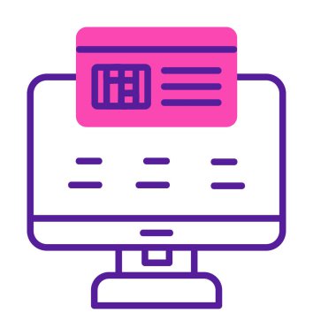 Basit Çevrimiçi Ödeme simgesi, vektör illüstrasyonu