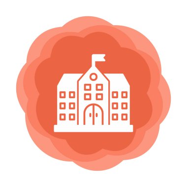 Üniversite binası ikonu. Düz renk tasarımı. vektör illüstrasyonu.                           