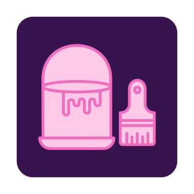 Boya fırçası ve kova vektör çizimi, simge ögesi arkaplanı                    