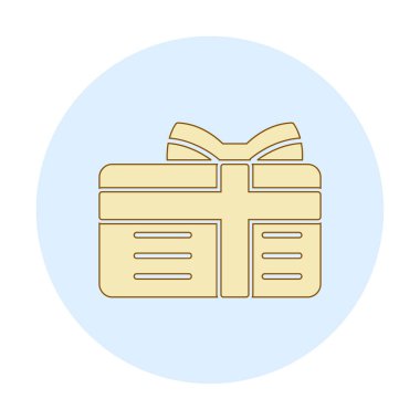 Kurdeleli hediye kutusu ve yay düz simge, vektör illüstrasyonu