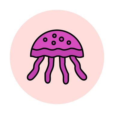 Denizanası. Web simgesi basit illüstrasyon                       