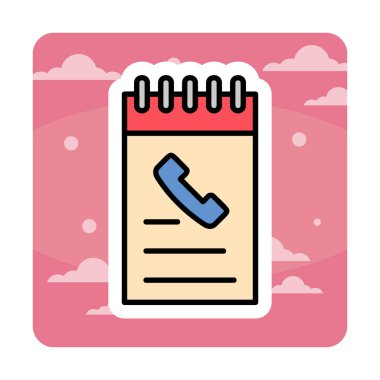 Beyaz arkaplanda telefon rehberi ikonu vektör çizimi