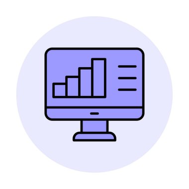 Basit Bilgisayar İzleme Veri Analizi simgesi, vektör illüstrasyonu
