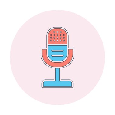 mikrofon simgesi uzun mavi arkaplanda izole edildi.