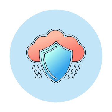 bulut güvenliği düz simgesi, vektör illüstrasyonu