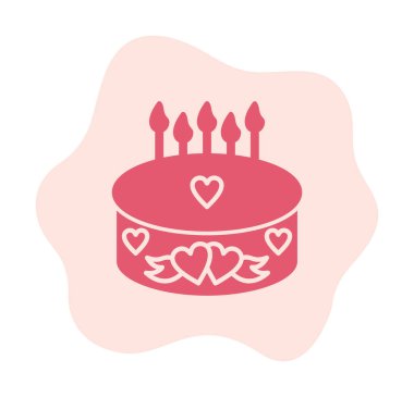 Mumlu doğum günü pastası ikon vektör çizimi                    