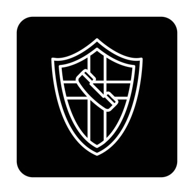 Eski moda telefon ahizesi simgesi olan bir kalkan. Güvenli telefon hattı. vektör çizimi tasarımı