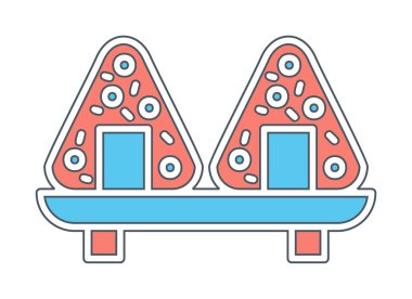 Onigiri sushi simgesi, vektör illüstrasyonu 