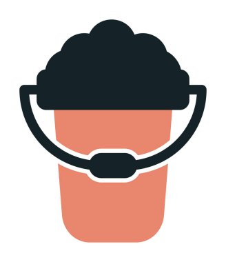 Köpük simgesi olan kova, vektör illüstrasyonu  