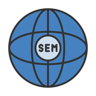 düz dünya ve Sem simgesi vektör illüstrasyonu