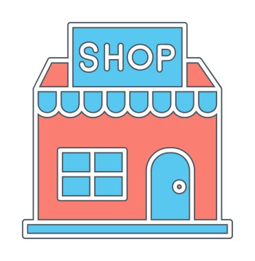 dükkan inşa simgesi, vektör illüstrasyonu basit tasarım