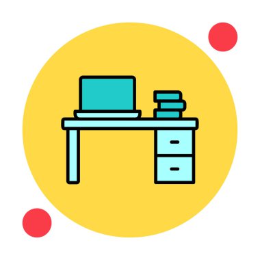 Ofis masa simgesinin vektör illüstrasyonu 