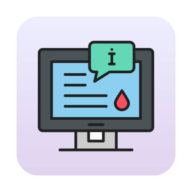 Bilgi simgesi vektör illüstrasyonlu bilgisayar ekranı