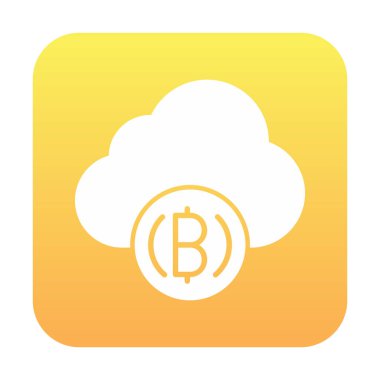 Bitcoin simgesi olan bulut, vektör illüstrasyon grafik tasarımı