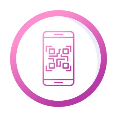 Akıllı Telefon Ekran Web simgesi Qr Kodu, vektör illüstrasyonu 