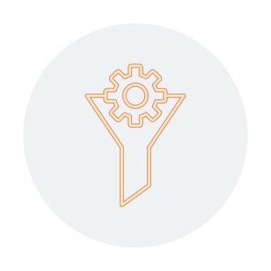 Vites simgesiyle filtre hunisi, vektör illüstrasyonu