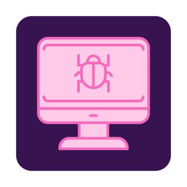 yazılım hatası düz simgesi, vektör illüstrasyonu, Sistem Virüsü 