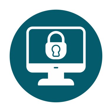 Basit Bilgisayar monitörü Ekran simgesi, vektör illüstrasyonunu kilitle