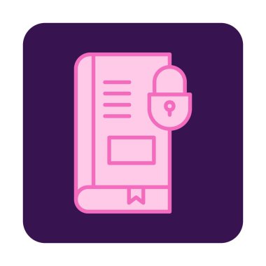 Asma kilit simgesine sahip kitap, vektör illüstrasyon tasarımı, Güvenli Kitap sembolü 