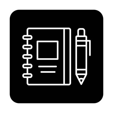 Çizim defteri ve kalem simgesi, vektör illüstrasyonu  