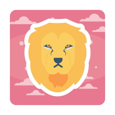 Aslan başı düz simgesi, vektör illüstrasyonu