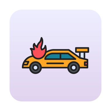 Yanan Araba ikon vektör illüstrasyonuName