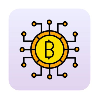 Bitcoin işareti, vektör illüstrasyonlu dijital para simgesi 