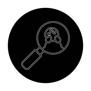 Büyüteç cam simgesi, vektör illüstrasyonlu bakteri denetimi  