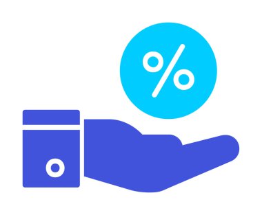 Basit el tutma oranı simgesi, indirim konsepti, vektör illüstrasyonu