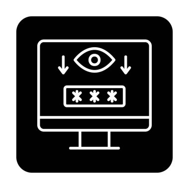 Basit Bilgisayar Casus Yazılımı simgesi, vektör illüstrasyonu