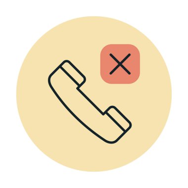 düz arama telefonu reddedilmiş simge vektör illüstrasyonu 