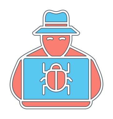 Basit Bilgisayar Hacker simgesi, vektör illüstrasyonu